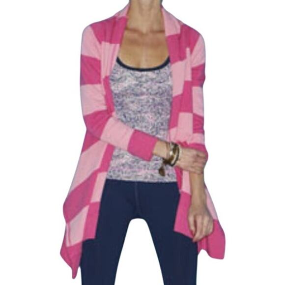 Lilly Pulitzer Sweaters - Lilly Pulitzer Norma Fleece Wrap Stripe Cardigan Pink NWT Medium Preppy Cozy